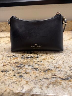 kate spade Black Leather Shoulder Pouch with Gold Logo